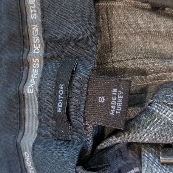 Express Dark Gray Plaid Trousers 8R - Picture 2 of 3